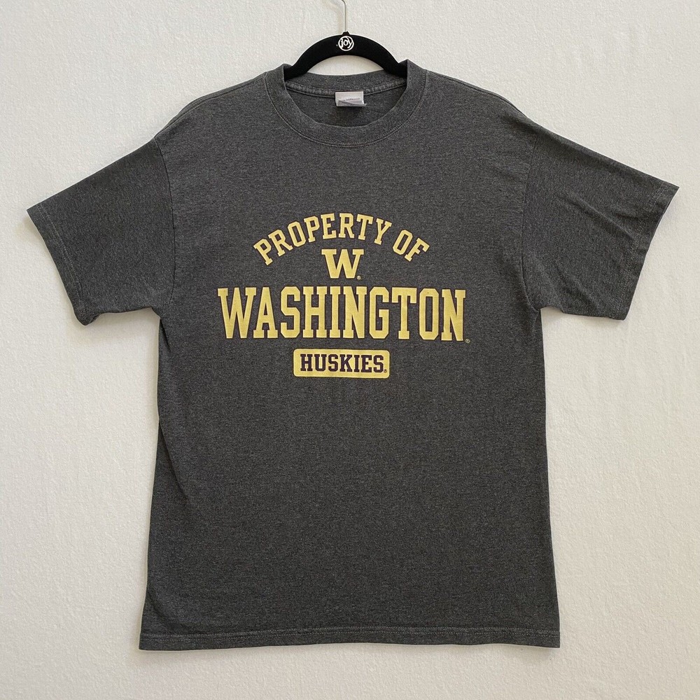 Washington Huskies Soffe T Shirt Men's Medium Gray with Yellow and Purple